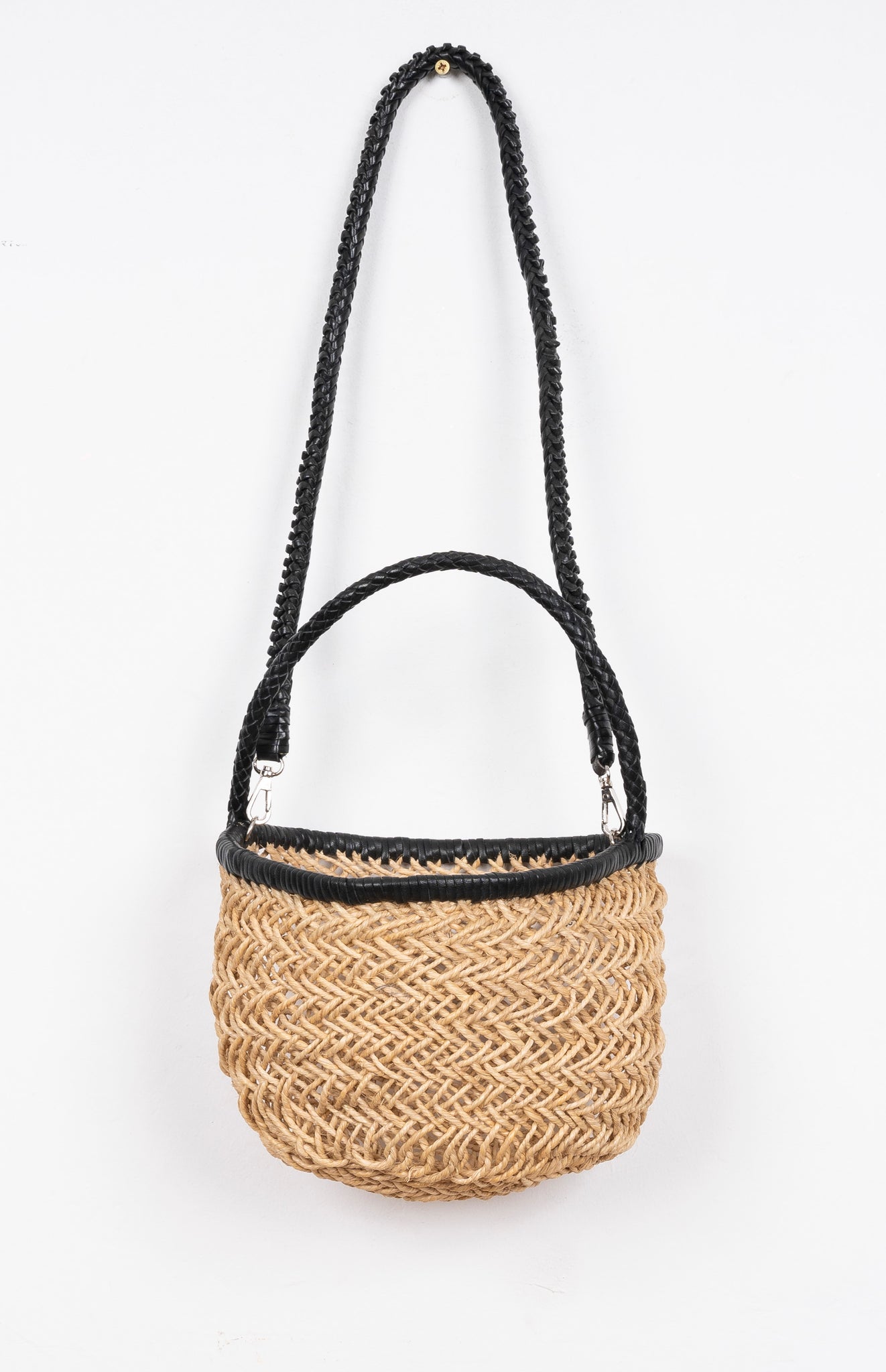 BIRKIN ROPE AND LEATHER BASKET BLACK