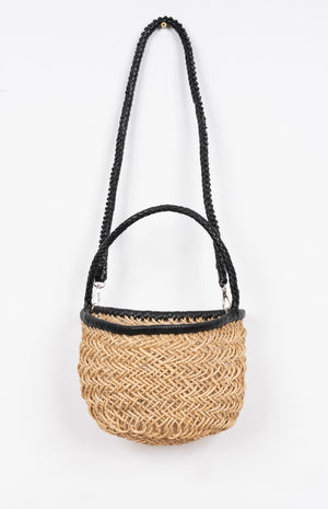 BIRKIN ROPE AND LEATHER BASKET BLACK