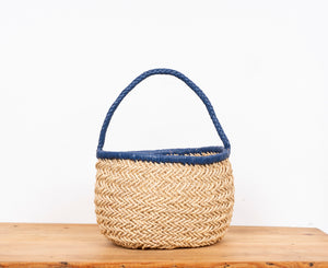 BIRKIN ROPE AND LEATHER BASKET BLUE CON ASA LARGA