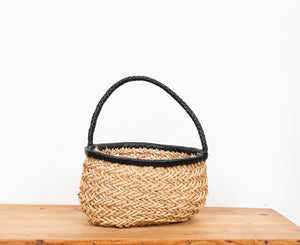 BIRKIN ROPE AND LEATHER BASKET BLACK