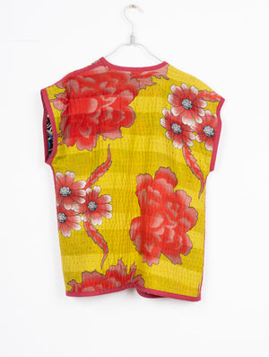 CHALECO  DE SARIS RECICLADOS ROJO, MALVA, AZUL