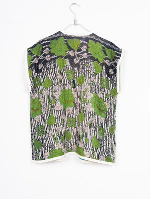 CHALECO  DE SARIS RECICLADOS VERDES Y TURQUESA