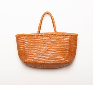 LEATHER BASKET LONG TAN  L