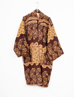 KIMONO DE SARIS CHOCOLATE, BEIGE Y ROJO