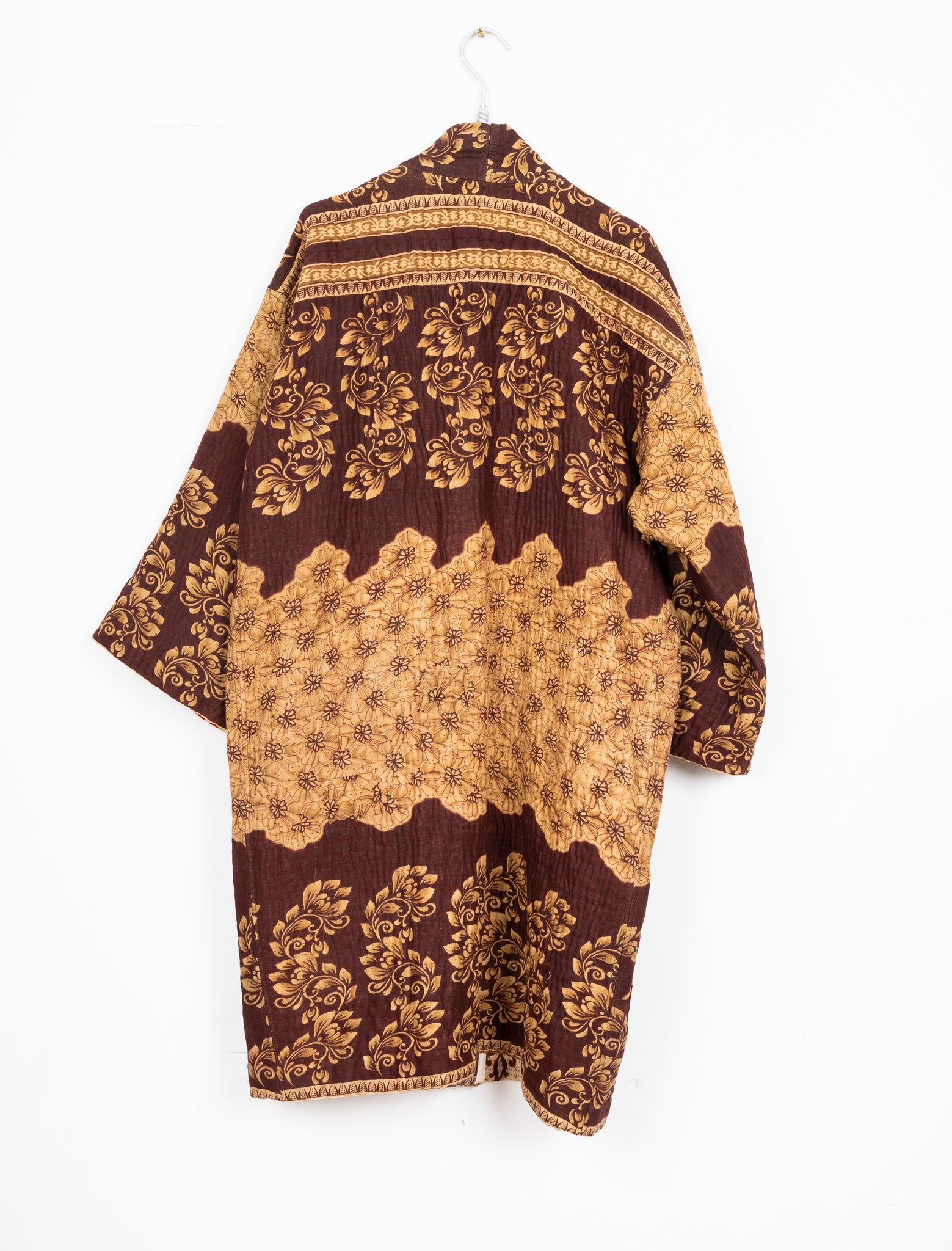 KIMONO DE SARIS CHOCOLATE, BEIGE Y ROJO