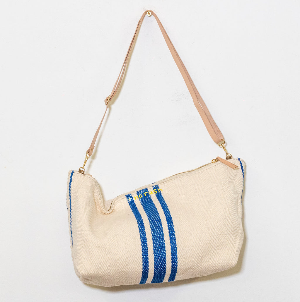 OLD SACK, NEW EMBROIDERY POUCH BLUE