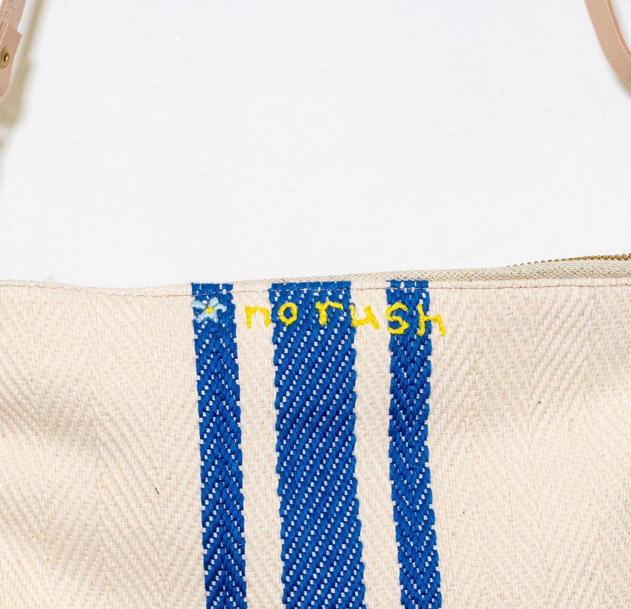 OLD SACK, NEW EMBROIDERY POUCH BLUE