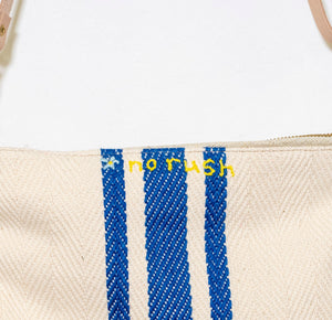OLD SACK, NEW EMBROIDERY POUCH BLUE