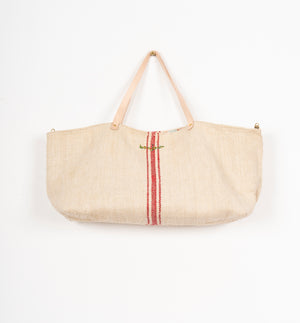 OLD SACK, NEW EMBROIDERY BONJOUR  RED AND GREEN S