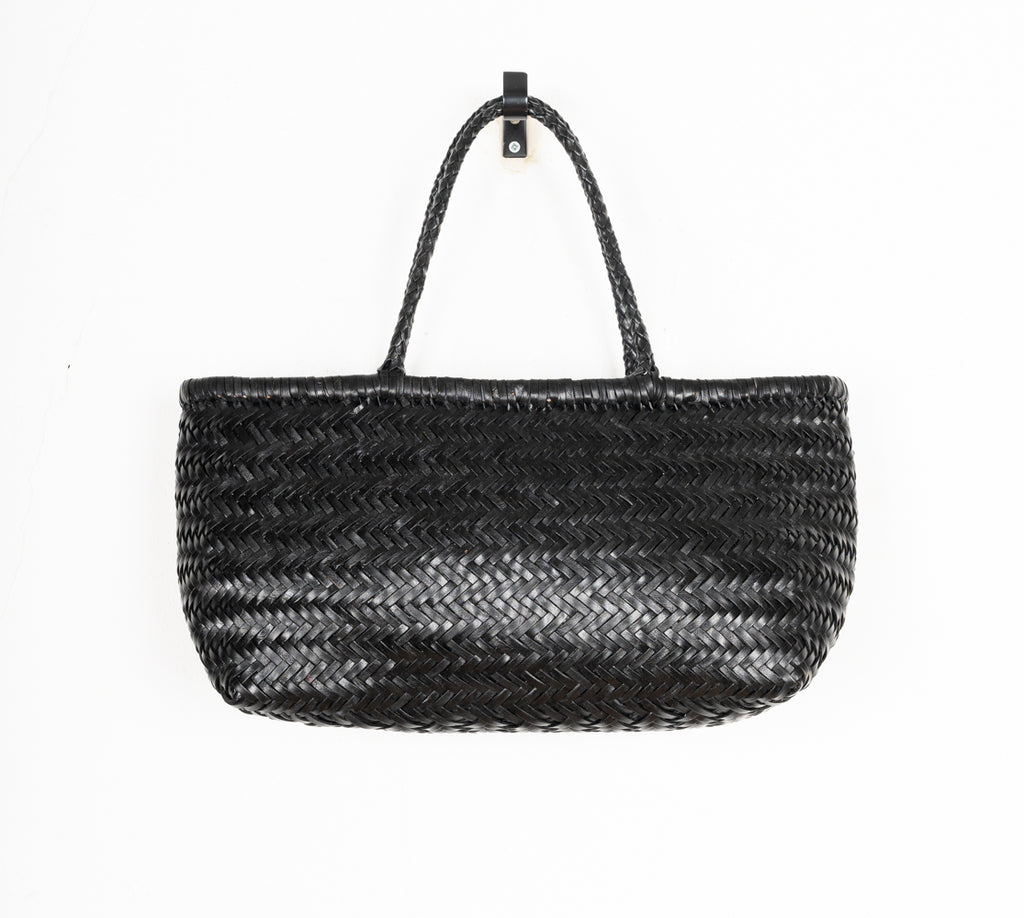 LEATHER BASKET  LONG BLACK  M