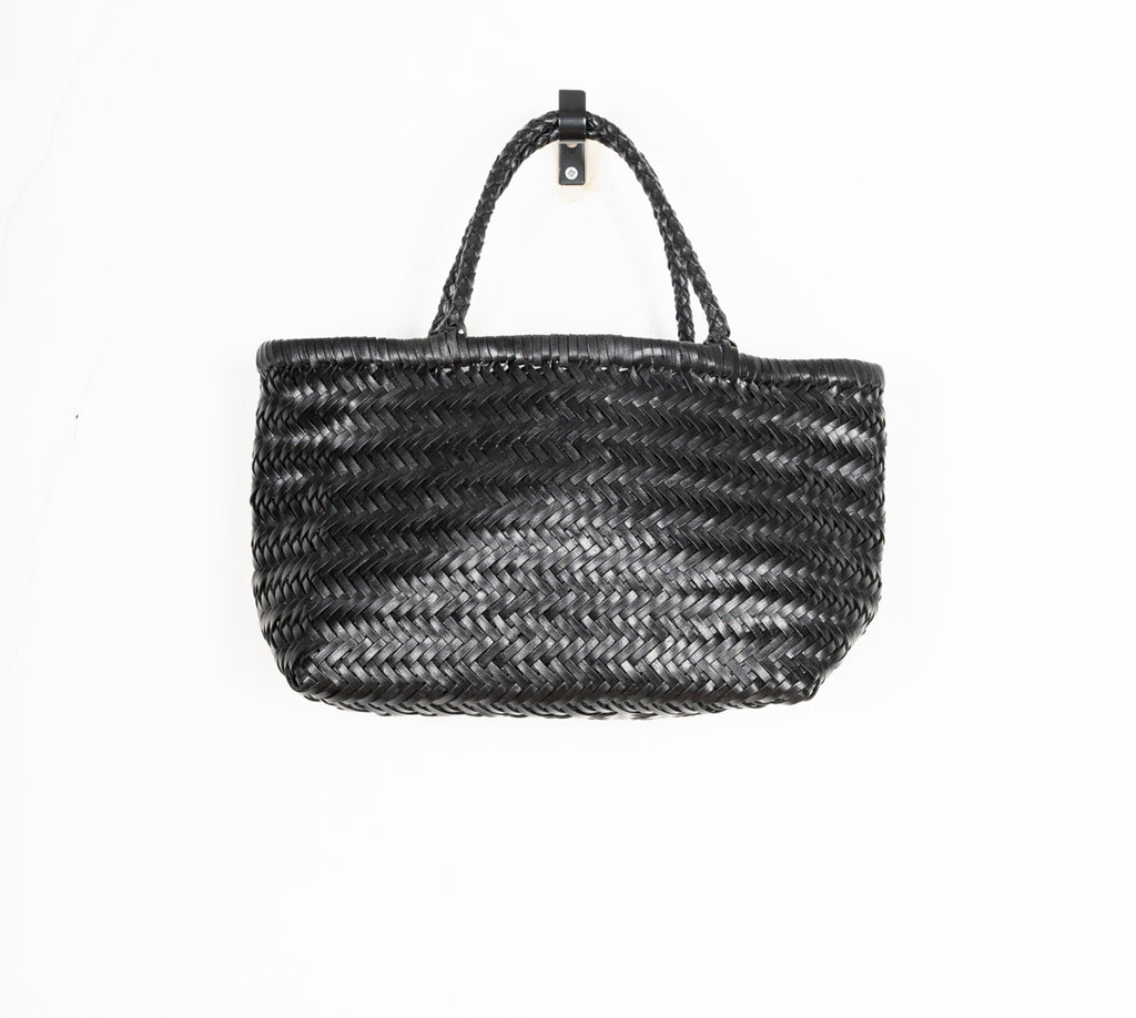 LEATHER BASKET LONG BLACK S