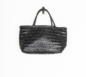 LEATHER BASKET LONG BLACK S