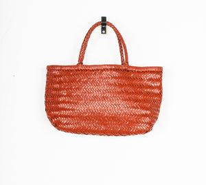 LEATHER BASKET  LONG BROWN  S