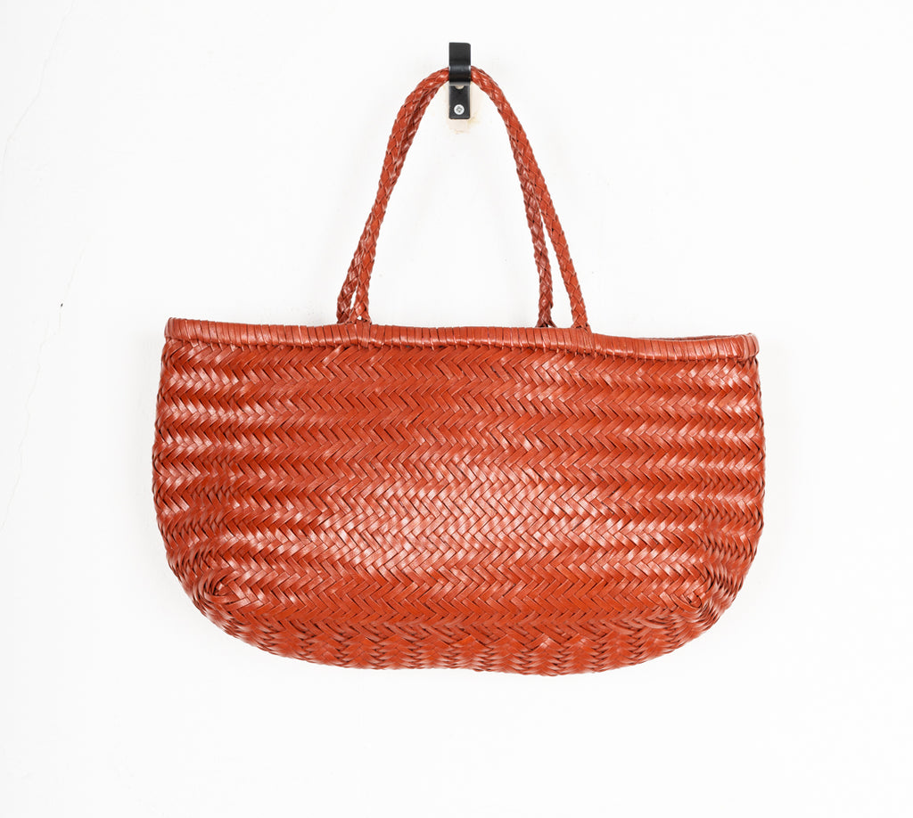 LEATHER BASKET  LONG BROWN  M