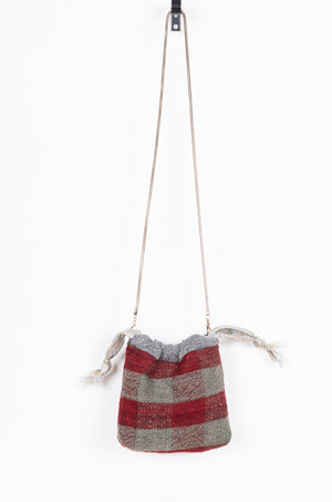 KILIM POUCH GRANA Y VERDE CON BRILLI PLATA S