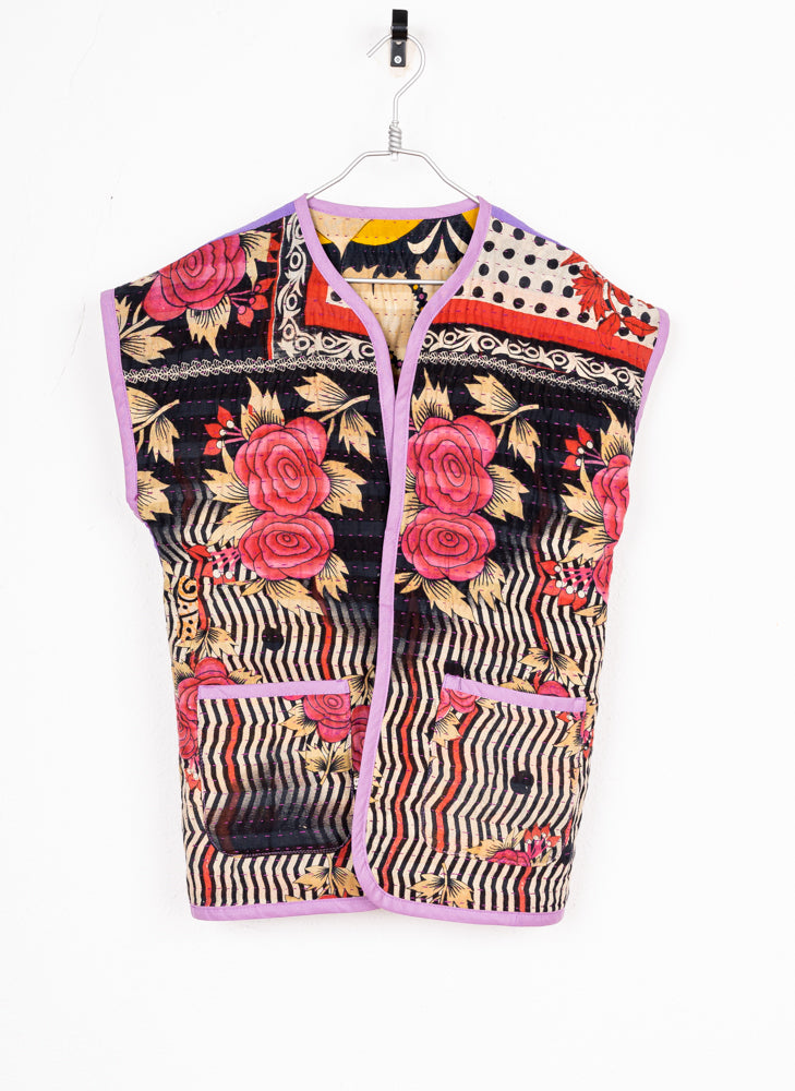 CHALECO BANGLA FLORES ROJAS