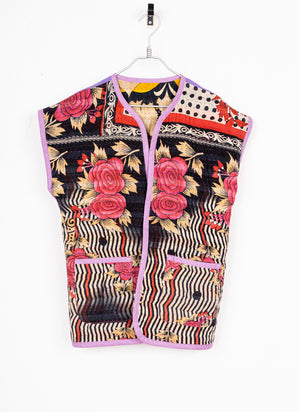 CHALECO BANGLA FLORES ROJAS