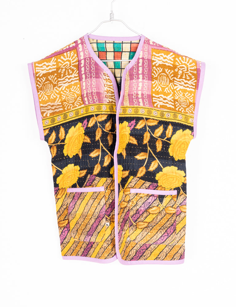 CHALECO BANGLA FLORES Y CUADROS