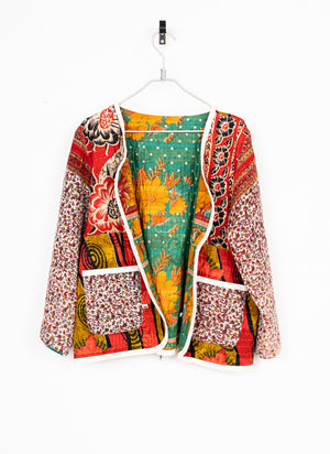 BANGLA JACKET ARABESCOS ROJOS Y TURQUESAS