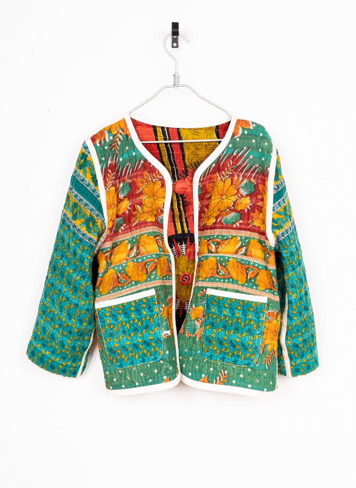 BANGLA JACKET ARABESCOS ROJOS Y TURQUESAS