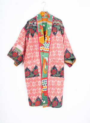 Kimono de flores naranjas con verdes