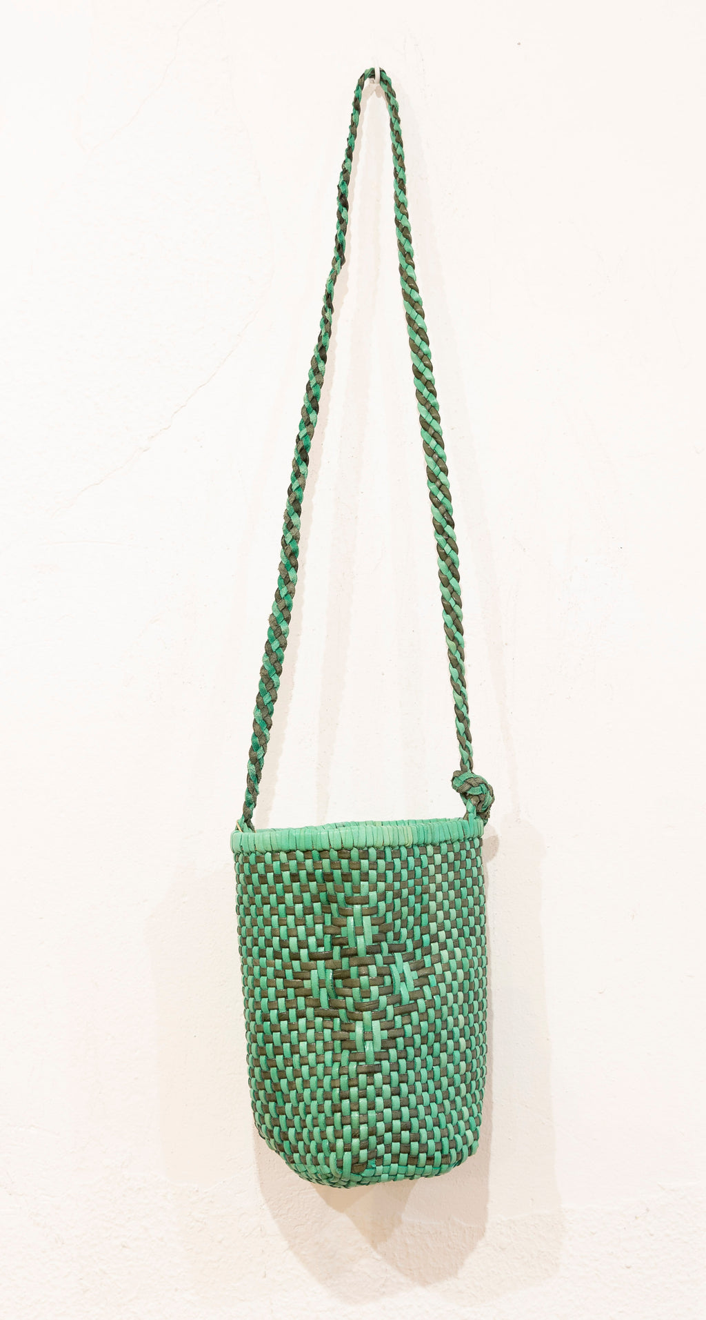 LEATHER DIAMOND BASKET GREEN