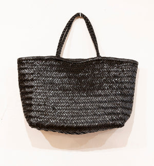 LEATHER BASKET LONG BLACK L