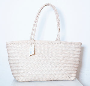 LEATHER BASKET LONG NATURAL  L