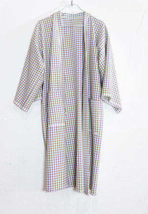 KIMONO SOFT CUADROS FINOS OCRES CON TURQUESA