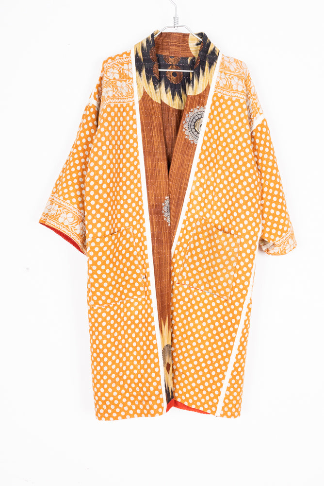 KIMONO DE SARIS OCRES Y NARANJAS