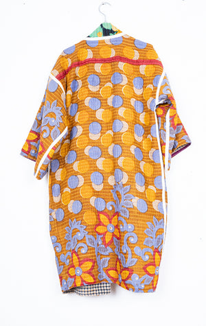 Kimono malva con flores amarilloso
